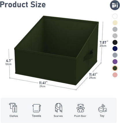 Large Closet Shelf Organizer Bins 6 Packs with Handles and Divider, Fabric Trapezoid Storage Baskets, Foldable Clothes Containers Box for Shelf, Towel, Book, Toy, Purse, Hats, Grey