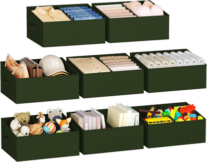 Large Closet Shelf Organizer Bins 6 Packs with Handles and Divider, Fabric Trapezoid Storage Baskets, Foldable Clothes Containers Box for Shelf, Towel, Book, Toy, Purse, Hats, Grey