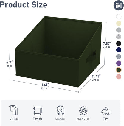 Large Closet Shelf Organizer Bins 6 Packs with Handles and Divider, Fabric Trapezoid Storage Baskets, Foldable Clothes Containers Box for Shelf, Towel, Book, Toy, Purse, Hats, Grey