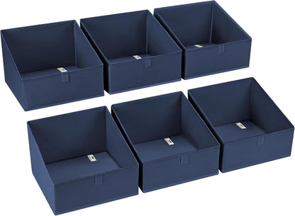 Large Closet Shelf Organizer Bins 6 Packs with Handles and Divider, Fabric Trapezoid Storage Baskets, Foldable Clothes Containers Box for Shelf, Towel, Book, Toy, Purse, Hats, Grey