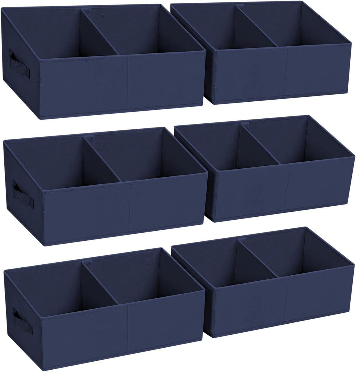 Large Closet Shelf Organizer Bins 6 Packs with Handles and Divider, Fabric Trapezoid Storage Baskets, Foldable Clothes Containers Box for Shelf, Towel, Book, Toy, Purse, Hats, Grey