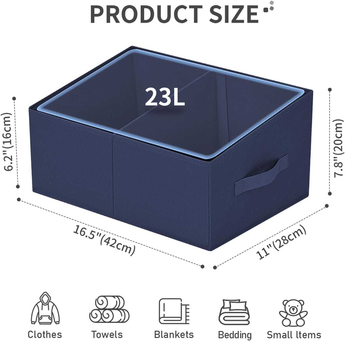 Large Closet Shelf Organizer Bins 6 Packs with Handles and Divider, Fabric Trapezoid Storage Baskets, Foldable Clothes Containers Box for Shelf, Towel, Book, Toy, Purse, Hats, Grey