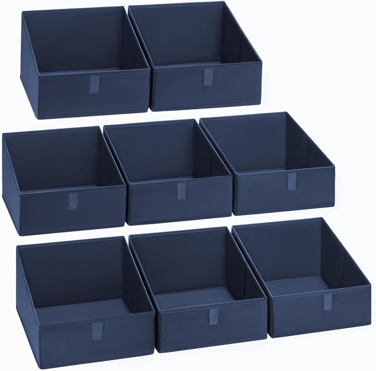 Large Closet Shelf Organizer Bins 6 Packs with Handles and Divider, Fabric Trapezoid Storage Baskets, Foldable Clothes Containers Box for Shelf, Towel, Book, Toy, Purse, Hats, Grey