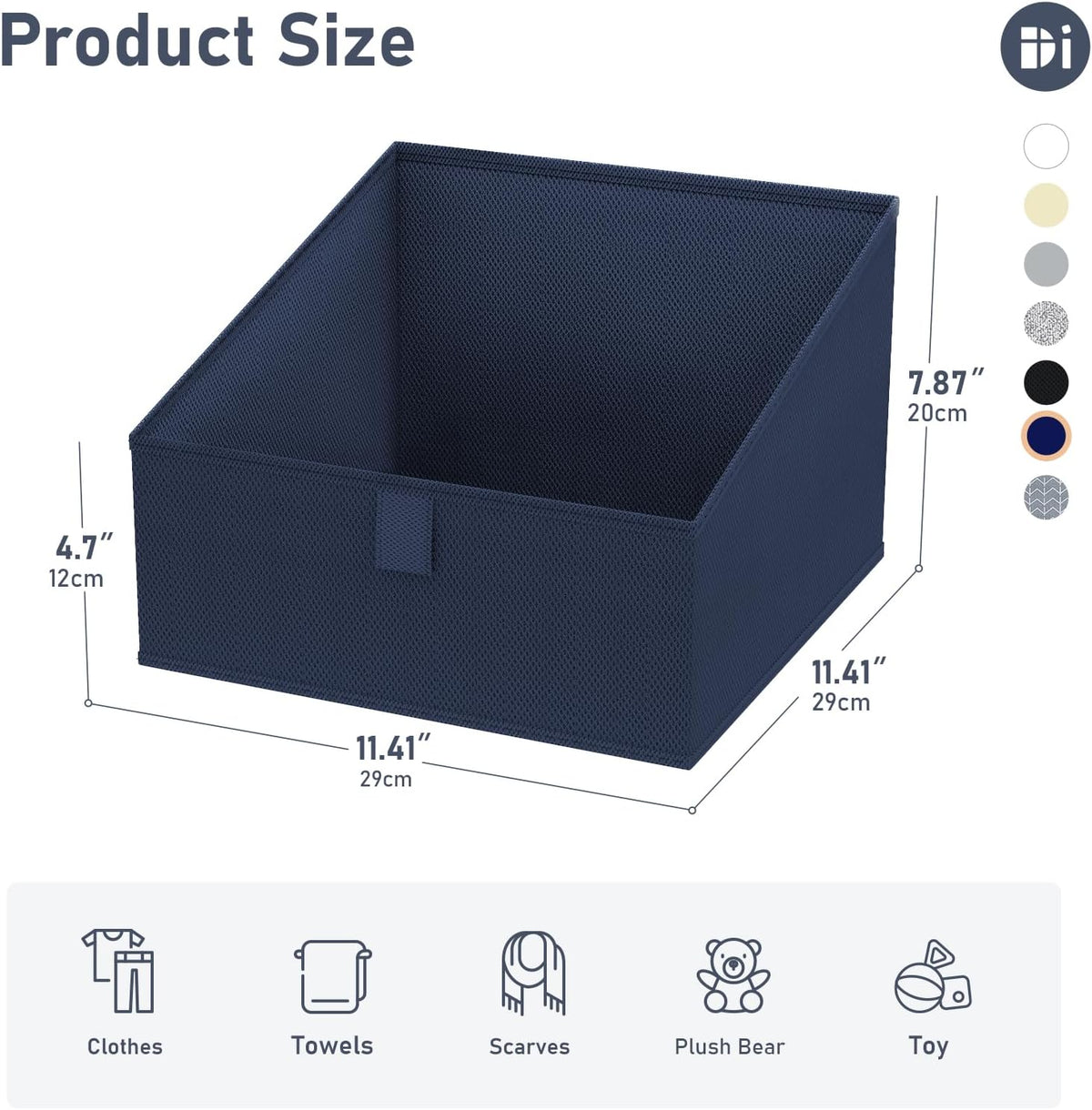 Large Closet Shelf Organizer Bins 6 Packs with Handles and Divider, Fabric Trapezoid Storage Baskets, Foldable Clothes Containers Box for Shelf, Towel, Book, Toy, Purse, Hats, Grey