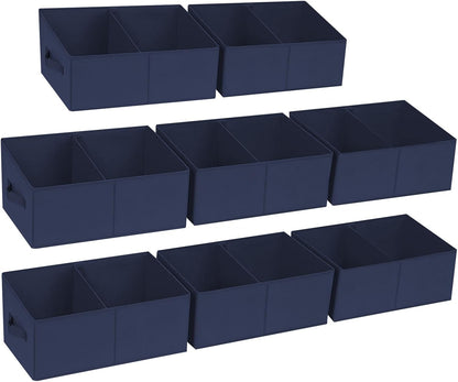 Large Closet Shelf Organizer Bins 6 Packs with Handles and Divider, Fabric Trapezoid Storage Baskets, Foldable Clothes Containers Box for Shelf, Towel, Book, Toy, Purse, Hats, Grey