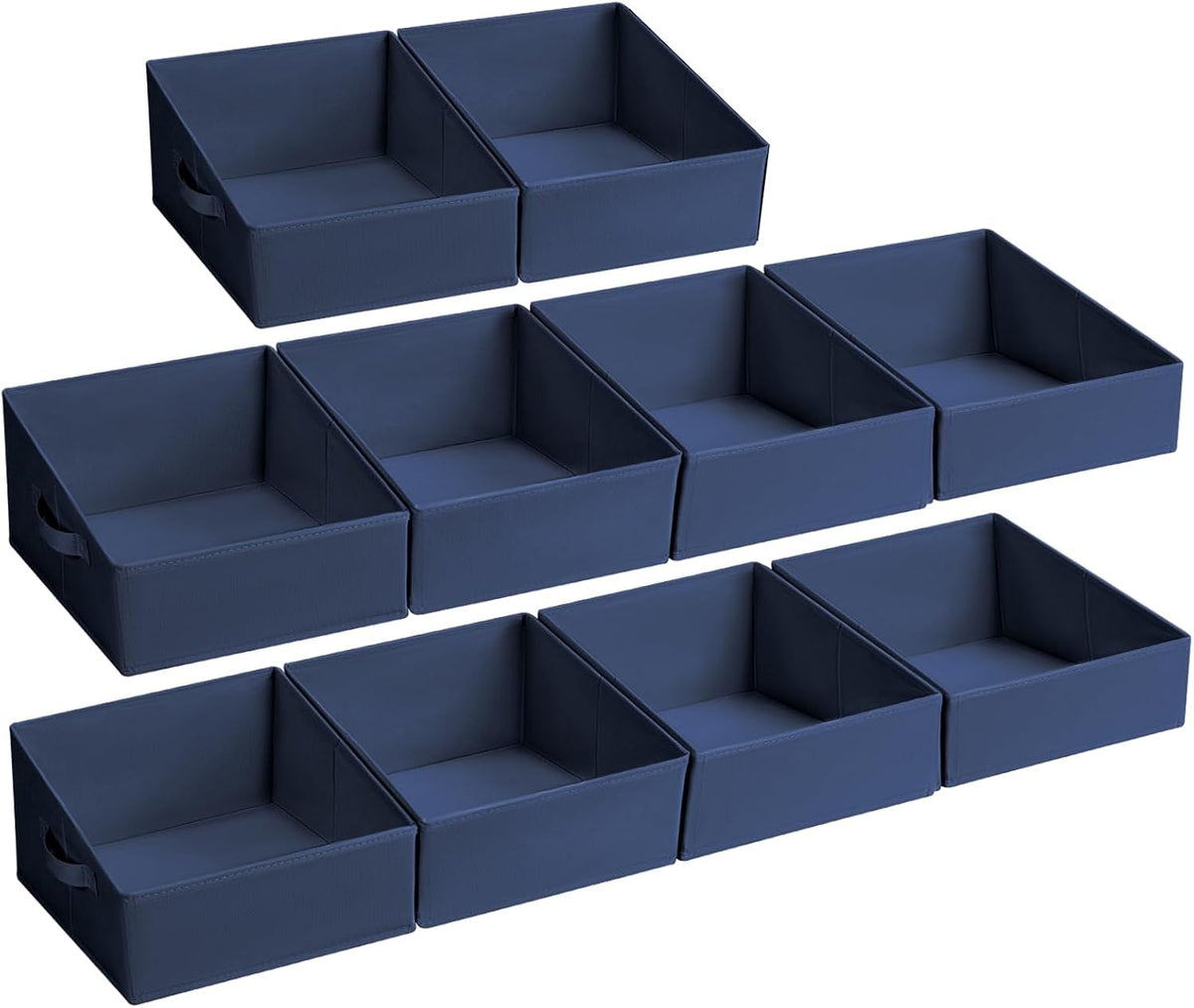 Large Closet Shelf Organizer Bins 6 Packs with Handles and Divider, Fabric Trapezoid Storage Baskets, Foldable Clothes Containers Box for Shelf, Towel, Book, Toy, Purse, Hats, Grey