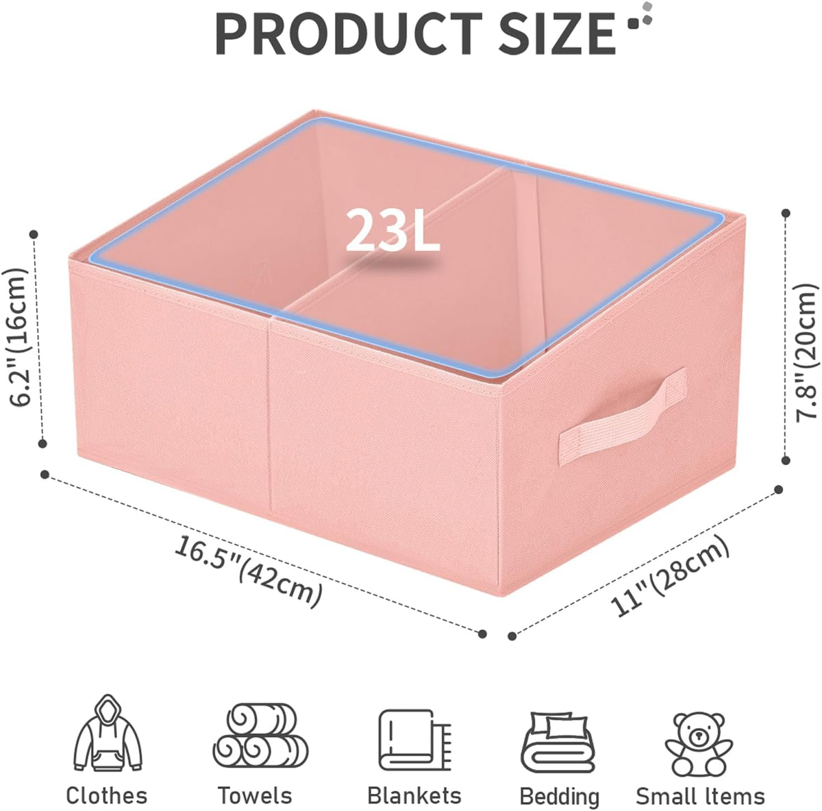 Large Closet Shelf Organizer Bins 6 Packs with Handles and Divider, Fabric Trapezoid Storage Baskets, Foldable Clothes Containers Box for Shelf, Towel, Book, Toy, Purse, Hats, Grey