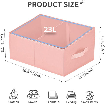Large Closet Shelf Organizer Bins 6 Packs with Handles and Divider, Fabric Trapezoid Storage Baskets, Foldable Clothes Containers Box for Shelf, Towel, Book, Toy, Purse, Hats, Grey