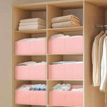 Large Closet Shelf Organizer Bins 6 Packs with Handles and Divider, Fabric Trapezoid Storage Baskets, Foldable Clothes Containers Box for Shelf, Towel, Book, Toy, Purse, Hats, Grey