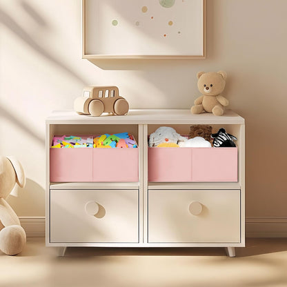 Large Closet Shelf Organizer Bins 6 Packs with Handles and Divider, Fabric Trapezoid Storage Baskets, Foldable Clothes Containers Box for Shelf, Towel, Book, Toy, Purse, Hats, Grey