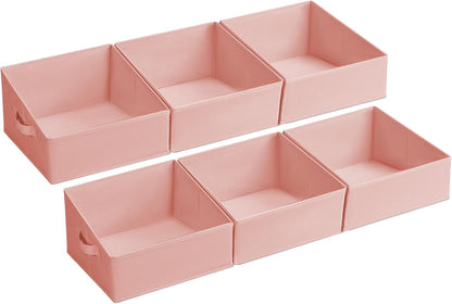 Large Closet Shelf Organizer Bins 6 Packs with Handles and Divider, Fabric Trapezoid Storage Baskets, Foldable Clothes Containers Box for Shelf, Towel, Book, Toy, Purse, Hats, Grey