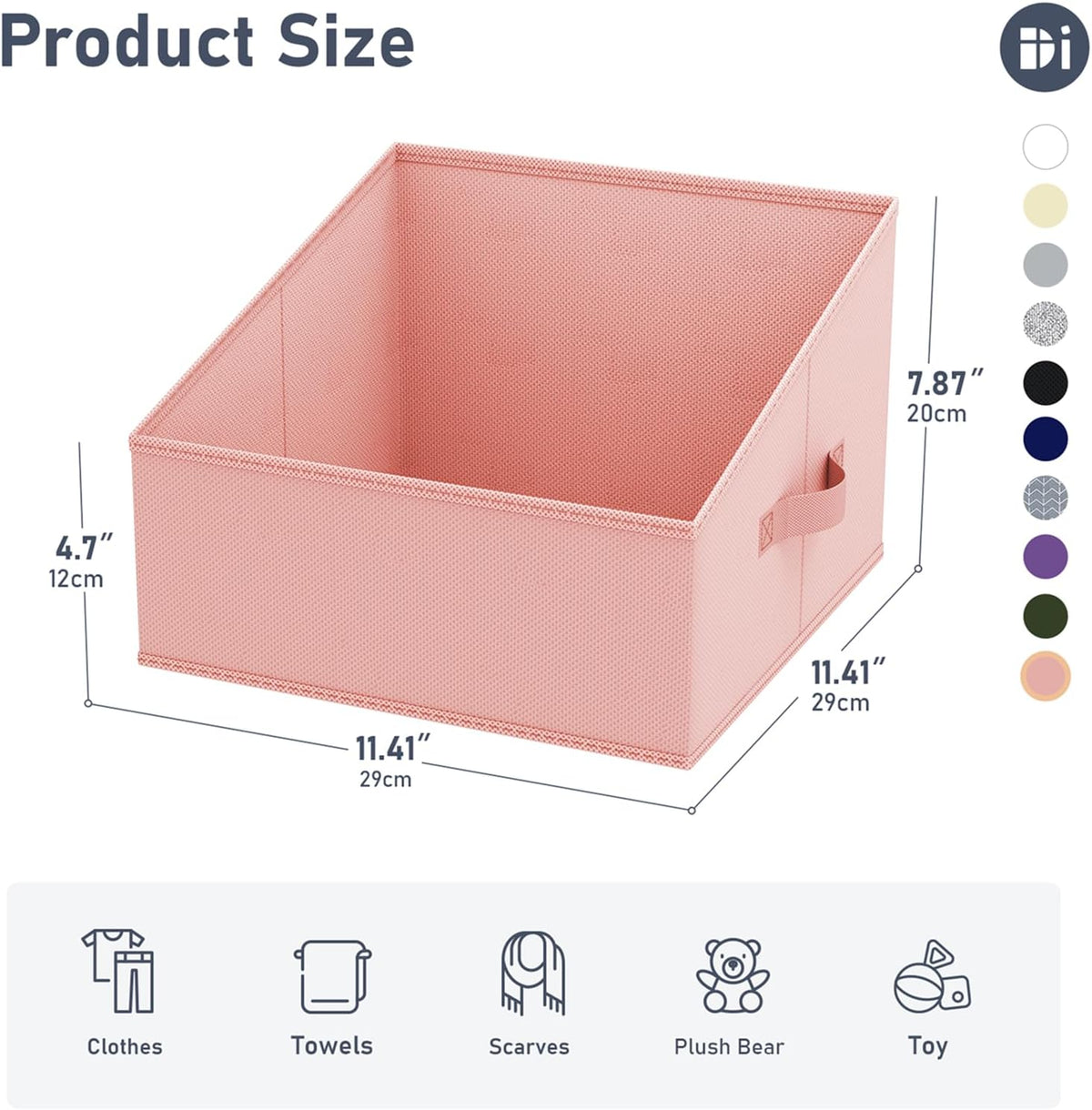 Large Closet Shelf Organizer Bins 6 Packs with Handles and Divider, Fabric Trapezoid Storage Baskets, Foldable Clothes Containers Box for Shelf, Towel, Book, Toy, Purse, Hats, Grey