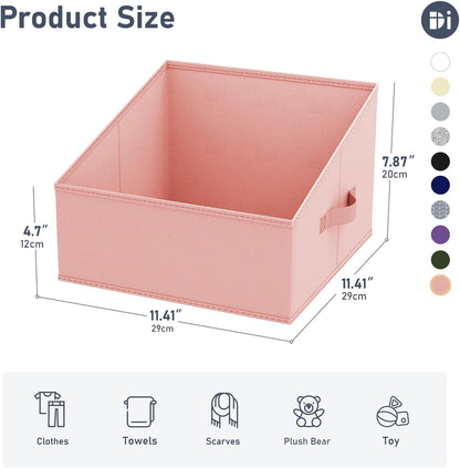 Large Closet Shelf Organizer Bins 6 Packs with Handles and Divider, Fabric Trapezoid Storage Baskets, Foldable Clothes Containers Box for Shelf, Towel, Book, Toy, Purse, Hats, Grey