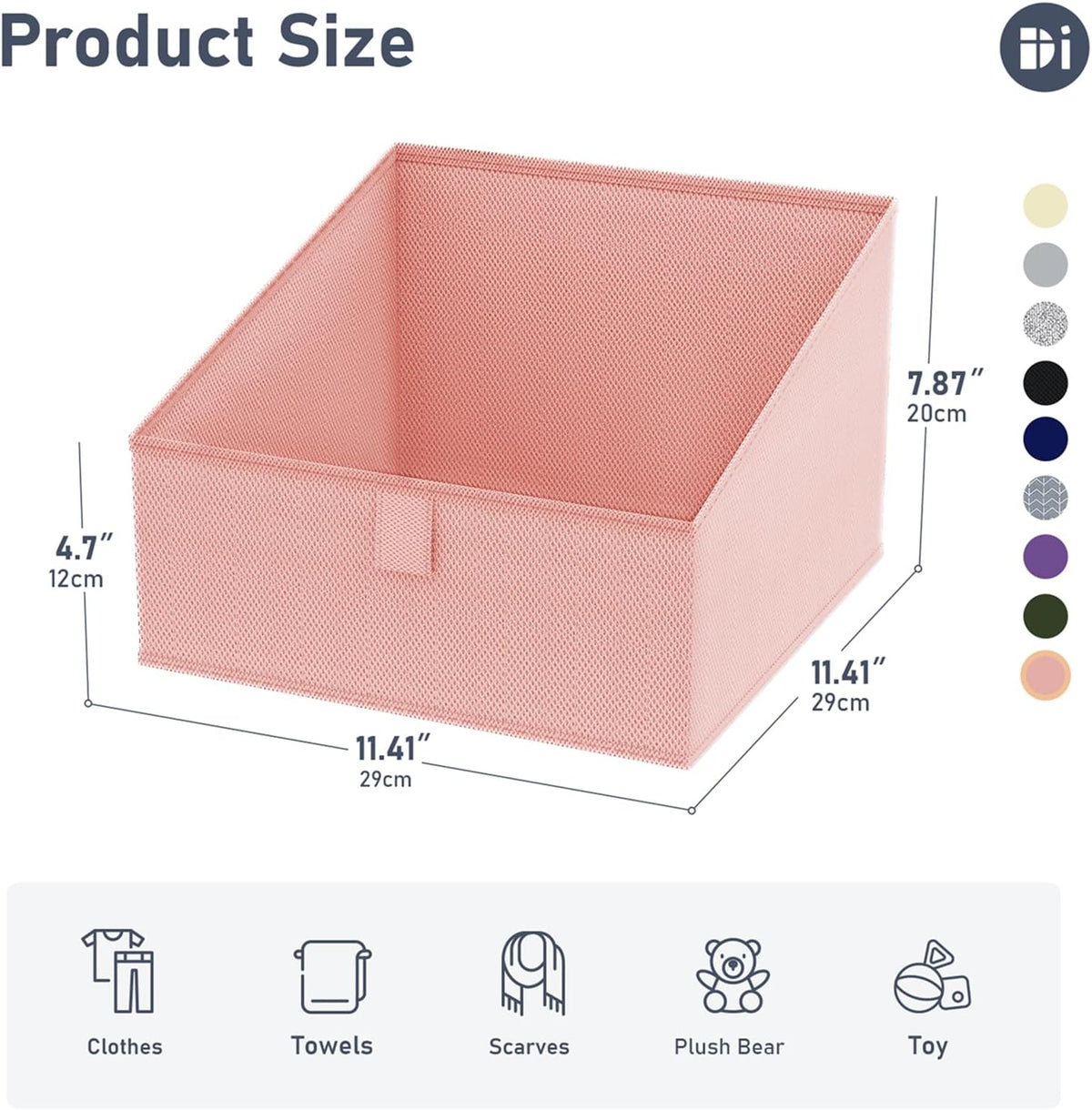 Large Closet Shelf Organizer Bins 6 Packs with Handles and Divider, Fabric Trapezoid Storage Baskets, Foldable Clothes Containers Box for Shelf, Towel, Book, Toy, Purse, Hats, Grey