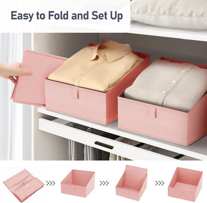 Large Closet Shelf Organizer Bins 6 Packs with Handles and Divider, Fabric Trapezoid Storage Baskets, Foldable Clothes Containers Box for Shelf, Towel, Book, Toy, Purse, Hats, Grey