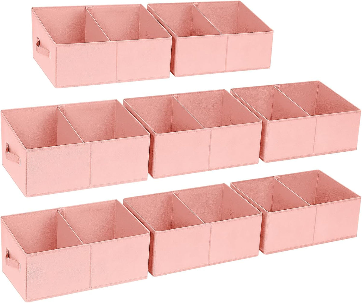Large Closet Shelf Organizer Bins 6 Packs with Handles and Divider, Fabric Trapezoid Storage Baskets, Foldable Clothes Containers Box for Shelf, Towel, Book, Toy, Purse, Hats, Grey