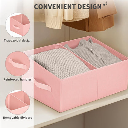 Large Closet Shelf Organizer Bins 6 Packs with Handles and Divider, Fabric Trapezoid Storage Baskets, Foldable Clothes Containers Box for Shelf, Towel, Book, Toy, Purse, Hats, Grey