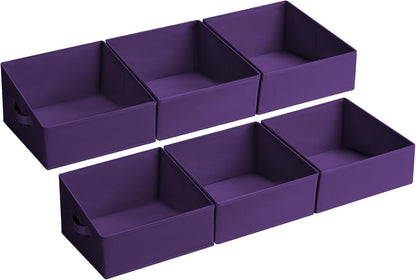 Large Closet Shelf Organizer Bins 6 Packs with Handles and Divider, Fabric Trapezoid Storage Baskets, Foldable Clothes Containers Box for Shelf, Towel, Book, Toy, Purse, Hats, Grey