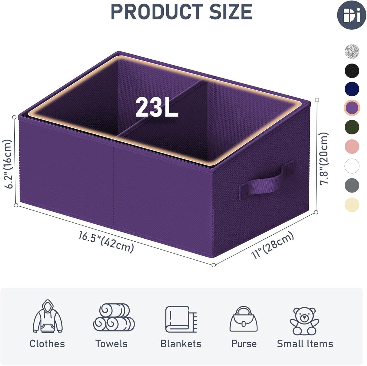 Large Closet Shelf Organizer Bins 6 Packs with Handles and Divider, Fabric Trapezoid Storage Baskets, Foldable Clothes Containers Box for Shelf, Towel, Book, Toy, Purse, Hats, Grey
