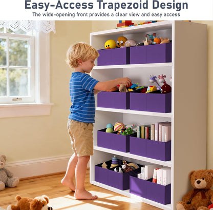 Large Closet Shelf Organizer Bins 6 Packs with Handles and Divider, Fabric Trapezoid Storage Baskets, Foldable Clothes Containers Box for Shelf, Towel, Book, Toy, Purse, Hats, Grey