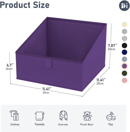 Large Closet Shelf Organizer Bins 6 Packs with Handles and Divider, Fabric Trapezoid Storage Baskets, Foldable Clothes Containers Box for Shelf, Towel, Book, Toy, Purse, Hats, Grey