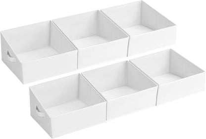 Large Closet Shelf Organizer Bins 6 Packs with Handles and Divider, Fabric Trapezoid Storage Baskets, Foldable Clothes Containers Box for Shelf, Towel, Book, Toy, Purse, Hats, Grey