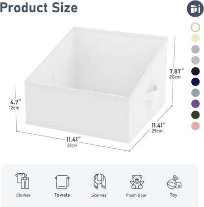 Large Closet Shelf Organizer Bins 6 Packs with Handles and Divider, Fabric Trapezoid Storage Baskets, Foldable Clothes Containers Box for Shelf, Towel, Book, Toy, Purse, Hats, Grey