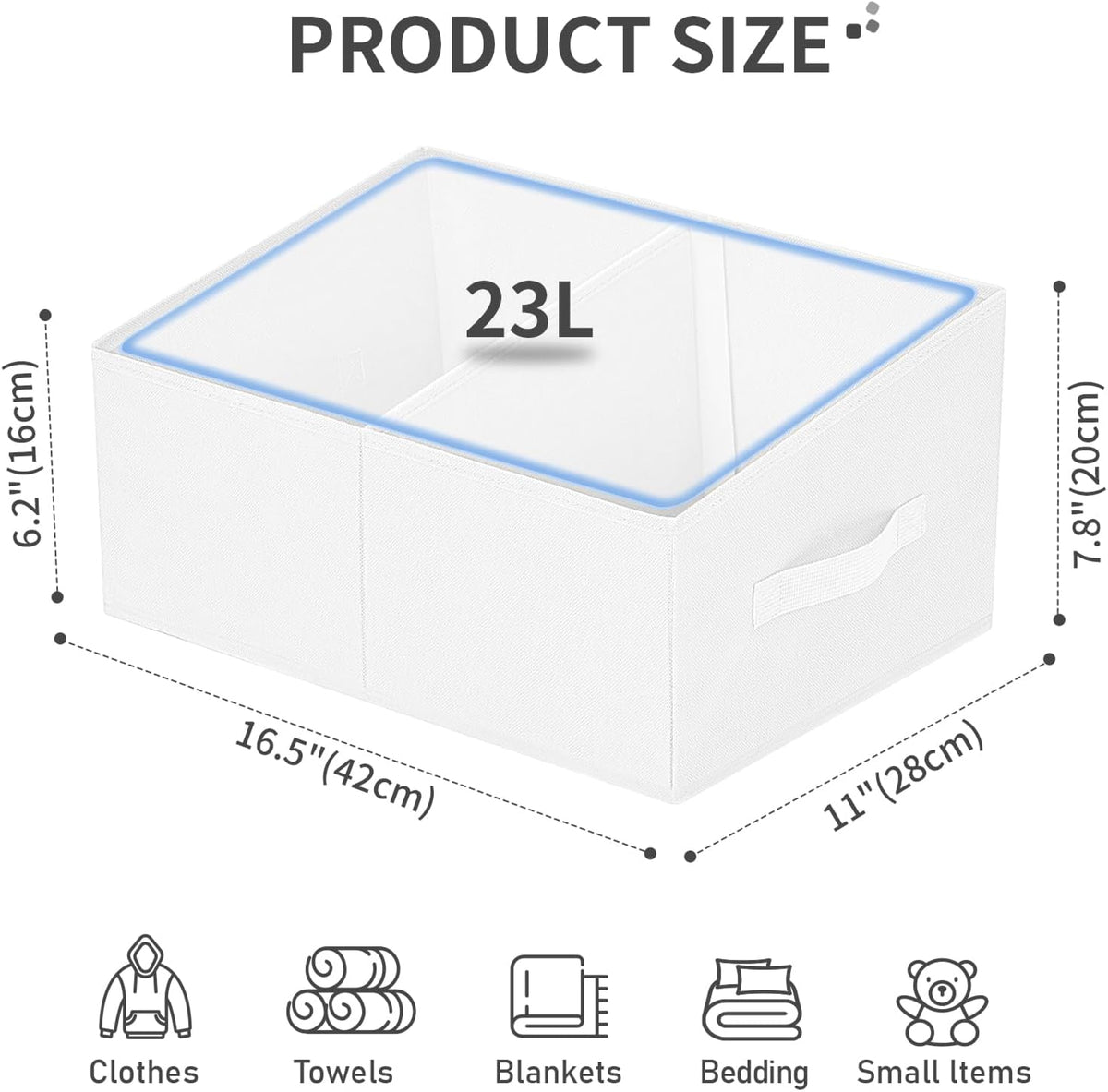 Large Closet Shelf Organizer Bins 6 Packs with Handles and Divider, Fabric Trapezoid Storage Baskets, Foldable Clothes Containers Box for Shelf, Towel, Book, Toy, Purse, Hats, Grey