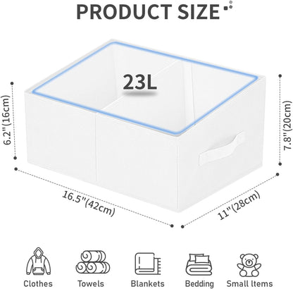 Large Closet Shelf Organizer Bins 6 Packs with Handles and Divider, Fabric Trapezoid Storage Baskets, Foldable Clothes Containers Box for Shelf, Towel, Book, Toy, Purse, Hats, Grey