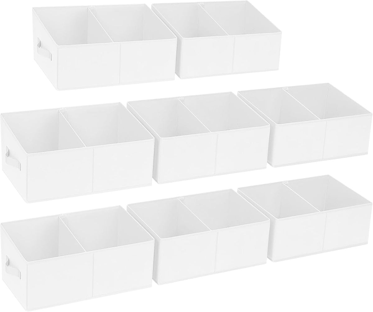 Large Closet Shelf Organizer Bins 6 Packs with Handles and Divider, Fabric Trapezoid Storage Baskets, Foldable Clothes Containers Box for Shelf, Towel, Book, Toy, Purse, Hats, Grey