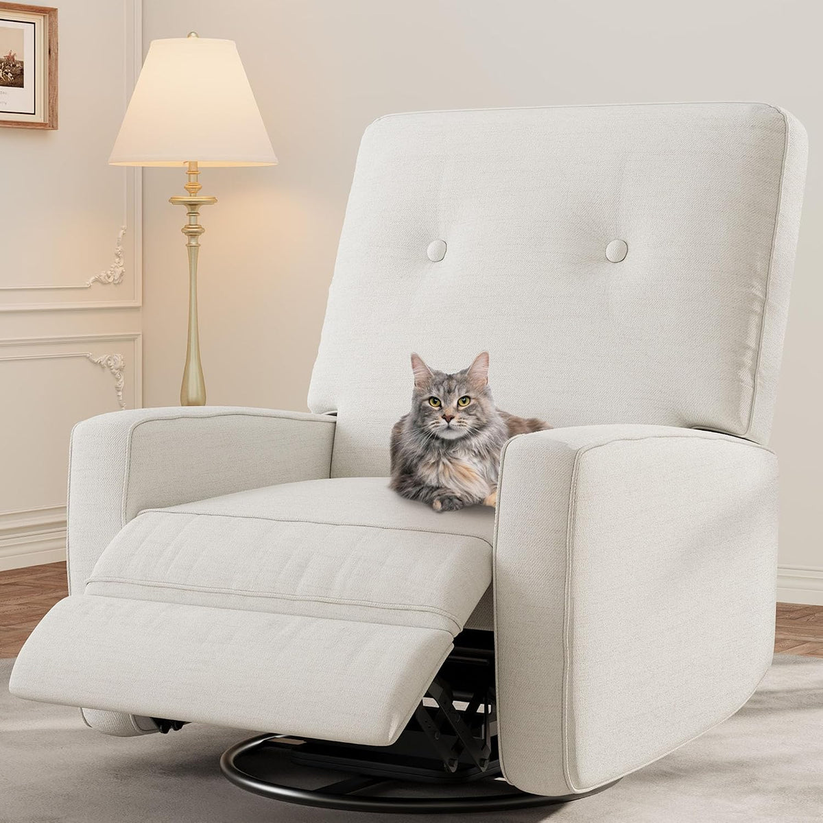 360° Recliner Chair with Adjustable Backrest & Footrest, Beige
