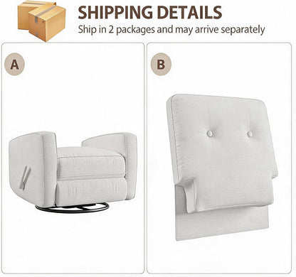 360° Recliner Chair with Adjustable Backrest & Footrest, Beige