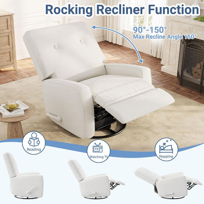 360° Recliner Chair with Adjustable Backrest & Footrest, Beige