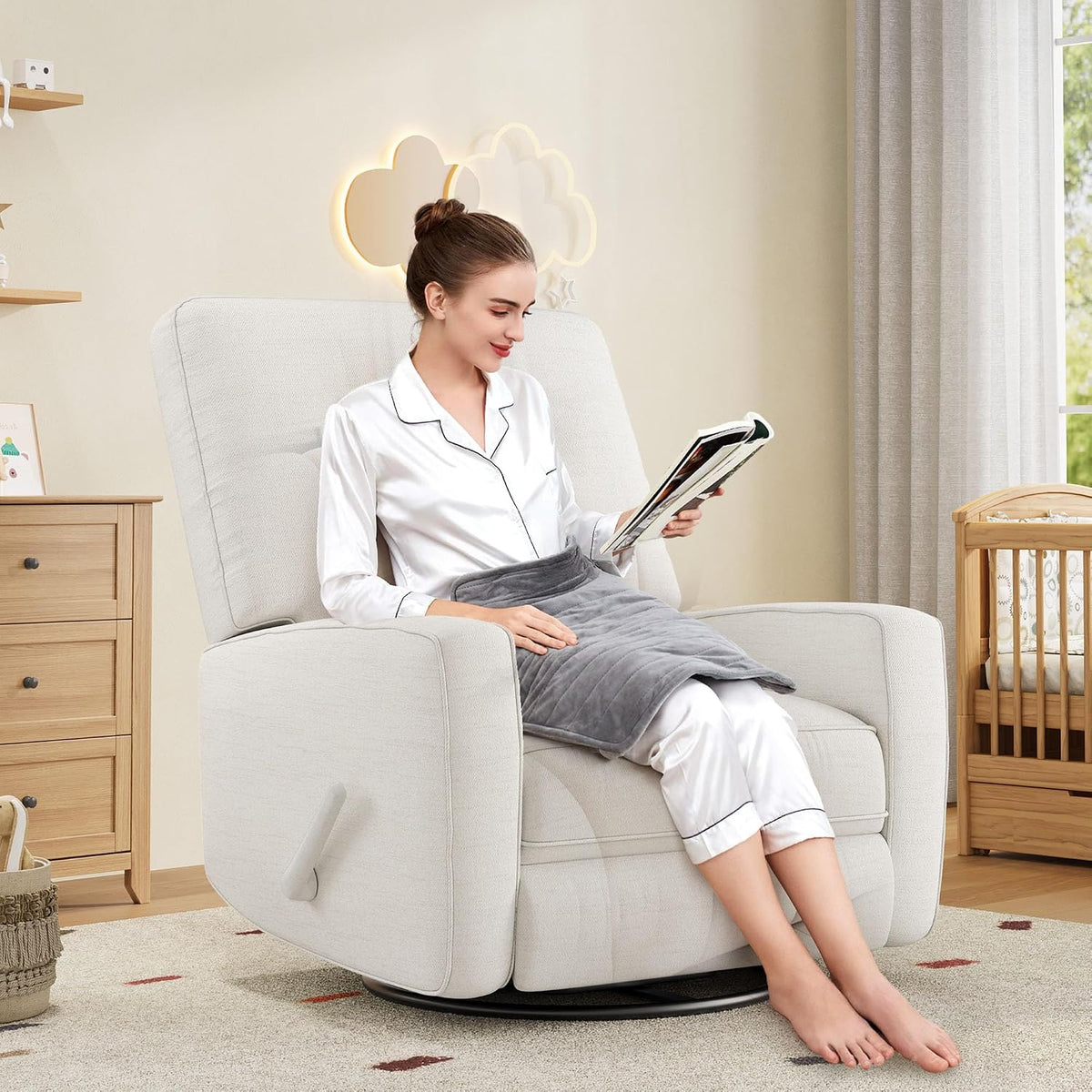 360° Recliner Chair with Adjustable Backrest & Footrest, Beige