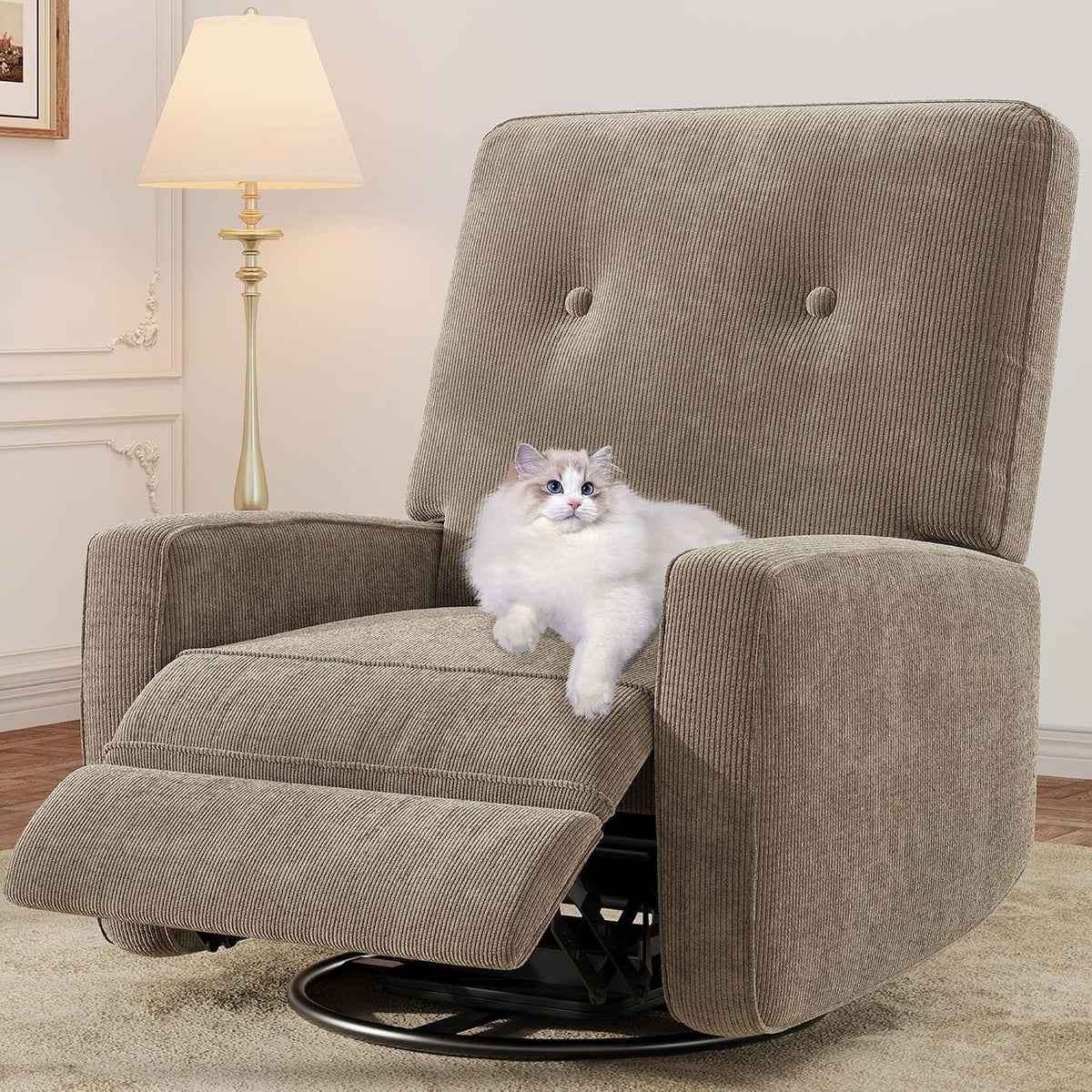 360° Recliner Chair with Adjustable Backrest & Footrest, Beige