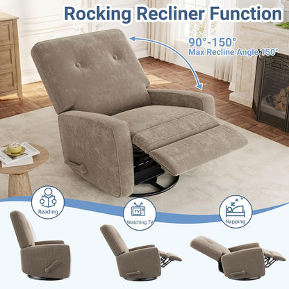 360° Recliner Chair with Adjustable Backrest & Footrest, Beige