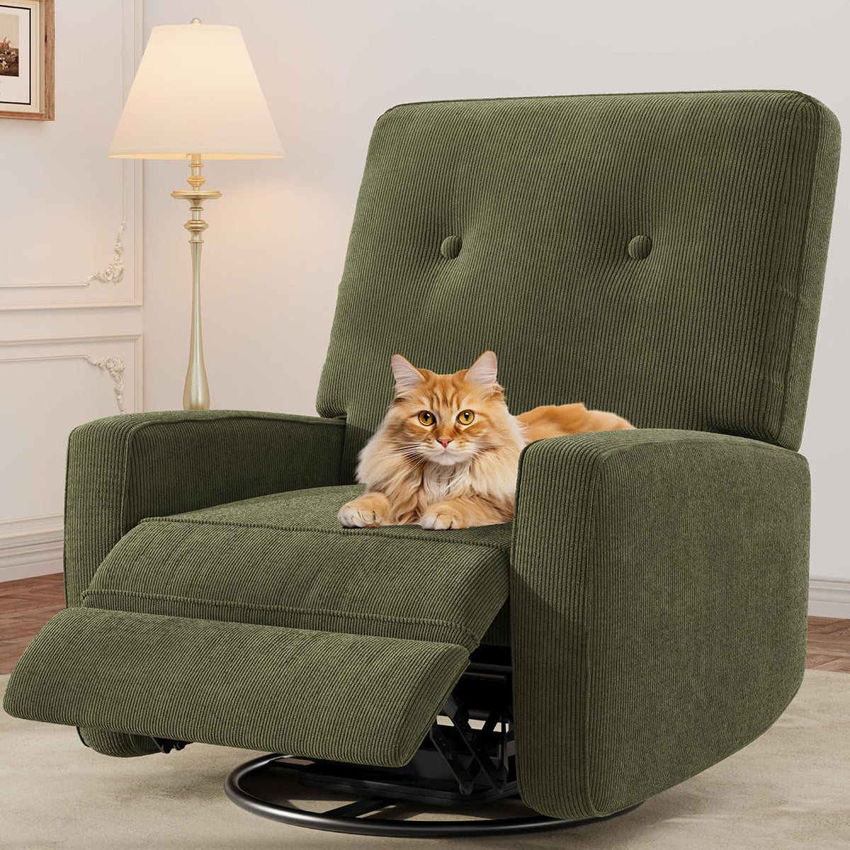 360° Recliner Chair with Adjustable Backrest & Footrest, Beige