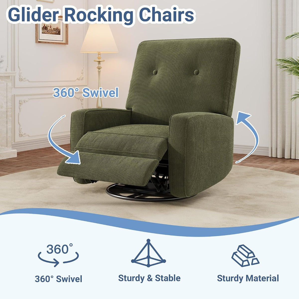 360° Recliner Chair with Adjustable Backrest & Footrest, Beige