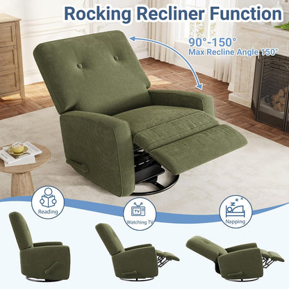360° Recliner Chair with Adjustable Backrest & Footrest, Beige