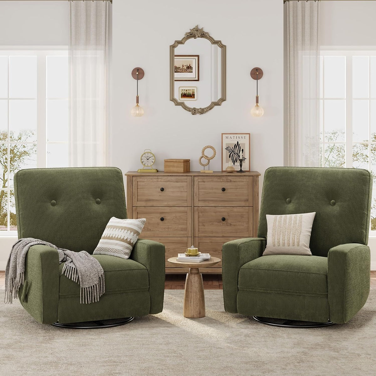 360° Recliner Chair with Adjustable Backrest & Footrest, Beige