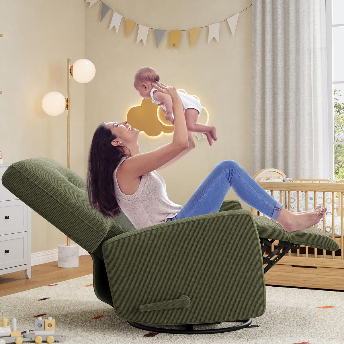 360° Recliner Chair with Adjustable Backrest & Footrest, Beige
