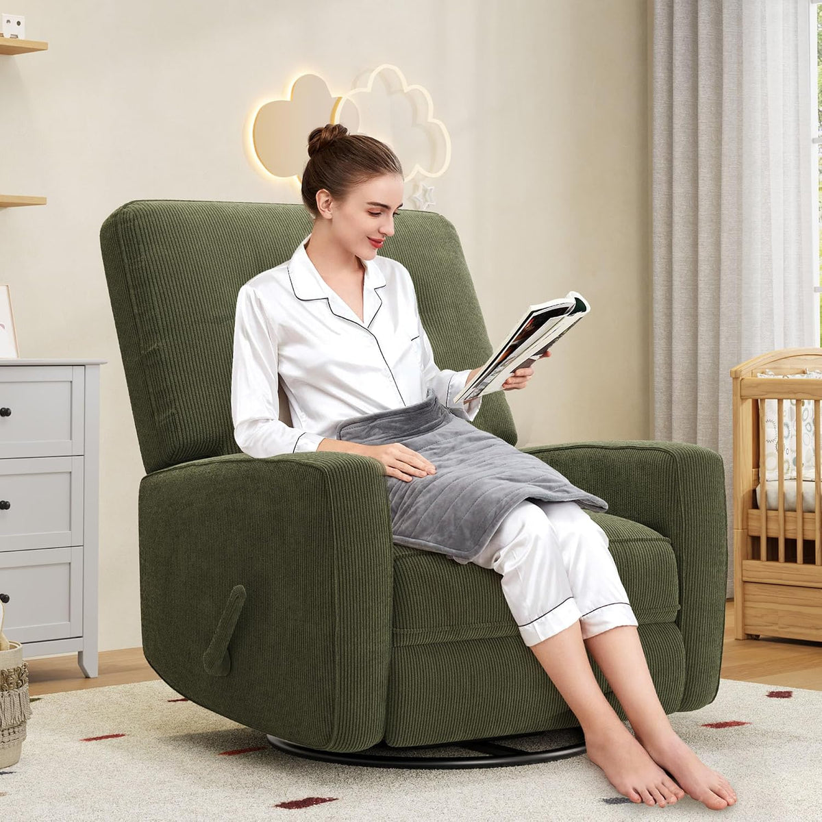 360° Recliner Chair with Adjustable Backrest & Footrest, Beige