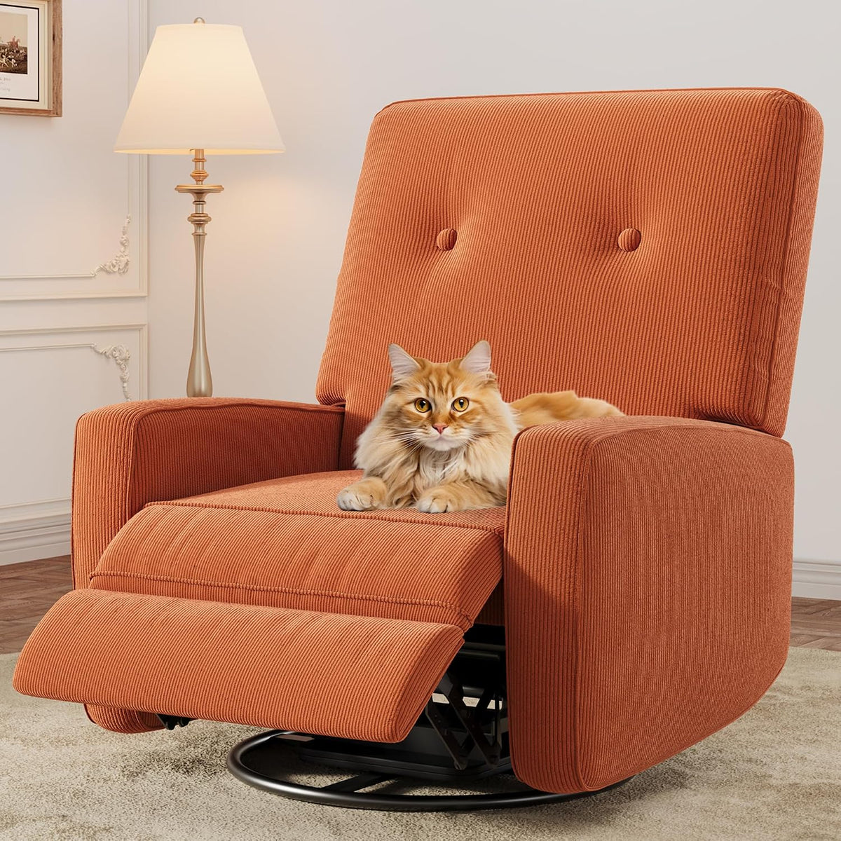 360° Recliner Chair with Adjustable Backrest & Footrest, Beige
