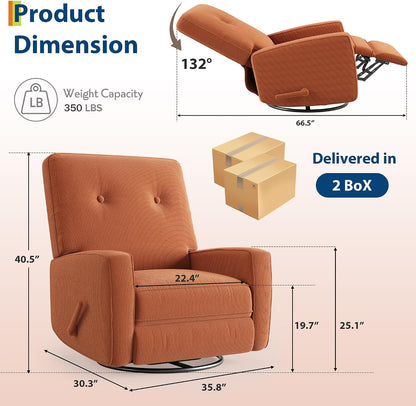 360° Recliner Chair with Adjustable Backrest & Footrest, Beige