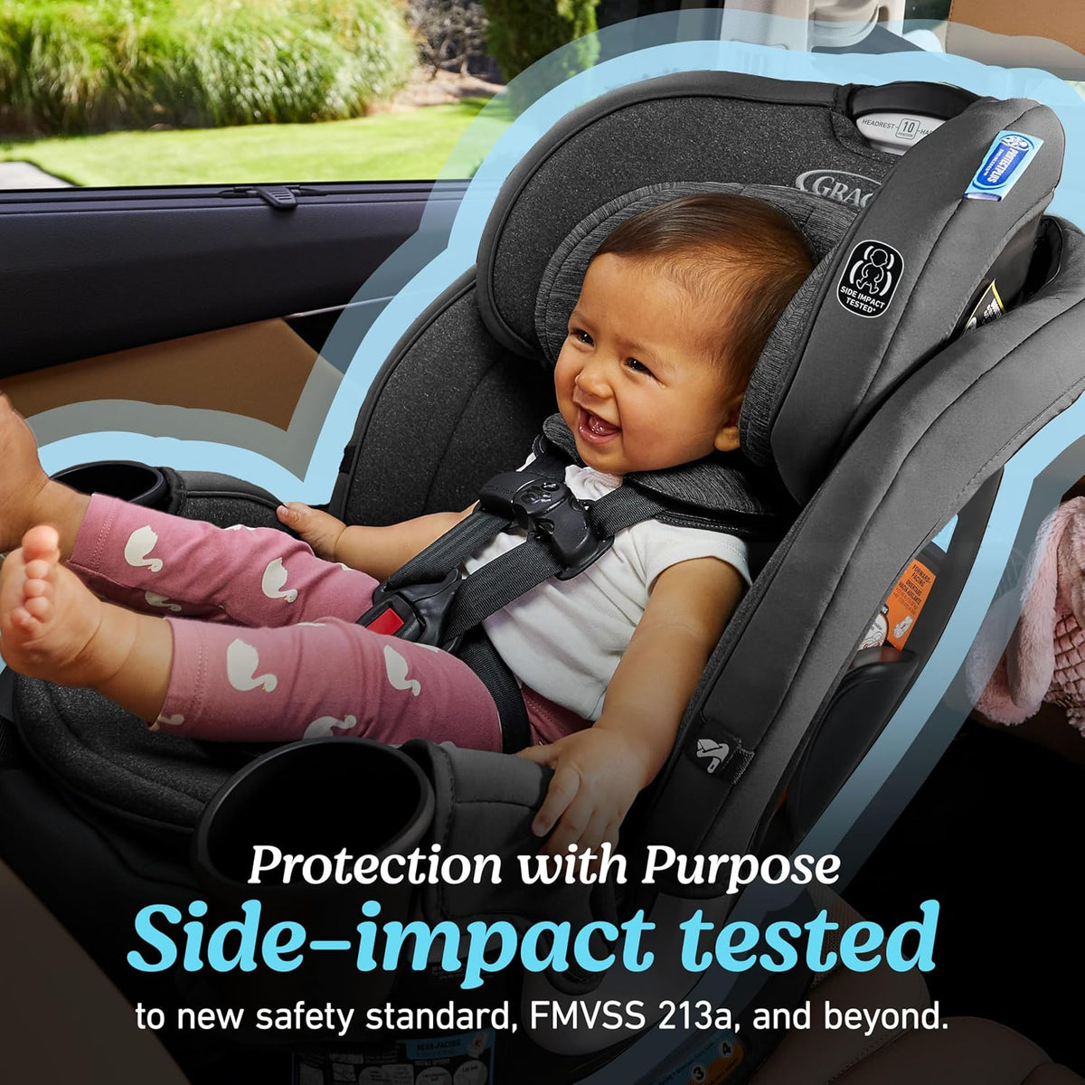 Turn2Me 3-in-1 Rotating Convertible Car Seat, Manchester, Rear-Facing Rotation Only, Forward-Facing Mode, Highback Booster Up to 100 lbs, Adjustable Headrest & Harness, Steel Reinforced Frame
