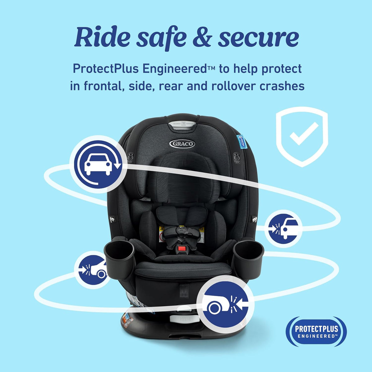 Turn2Me 3-in-1 Rotating Convertible Car Seat, Manchester, Rear-Facing Rotation Only, Forward-Facing Mode, Highback Booster Up to 100 lbs, Adjustable Headrest & Harness, Steel Reinforced Frame