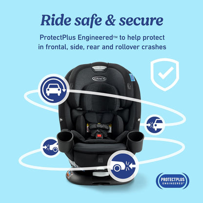 Turn2Me 3-in-1 Rotating Convertible Car Seat, Manchester, Rear-Facing Rotation Only, Forward-Facing Mode, Highback Booster Up to 100 lbs, Adjustable Headrest & Harness, Steel Reinforced Frame