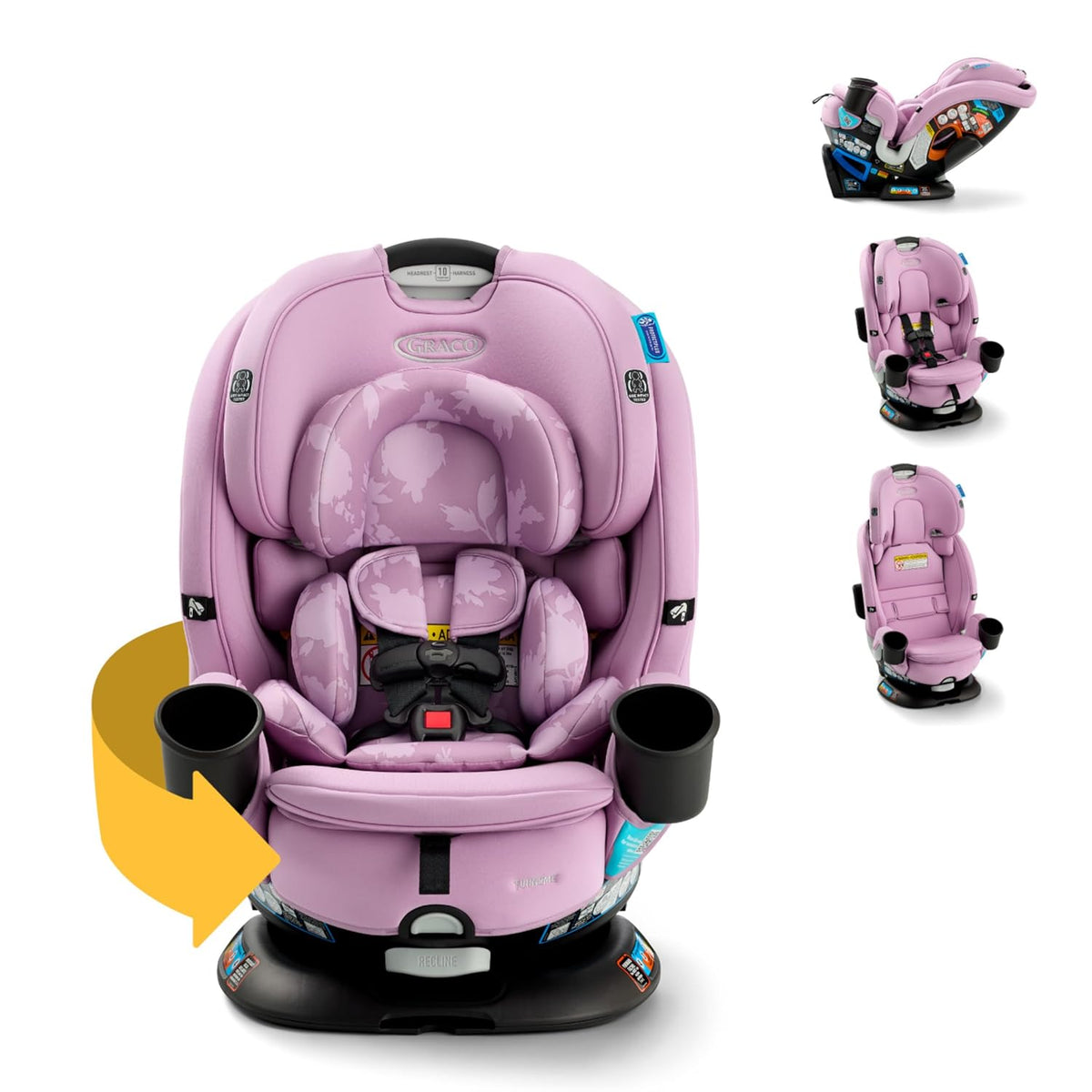 Turn2Me 3-in-1 Rotating Convertible Car Seat, Manchester, Rear-Facing Rotation Only, Forward-Facing Mode, Highback Booster Up to 100 lbs, Adjustable Headrest & Harness, Steel Reinforced Frame