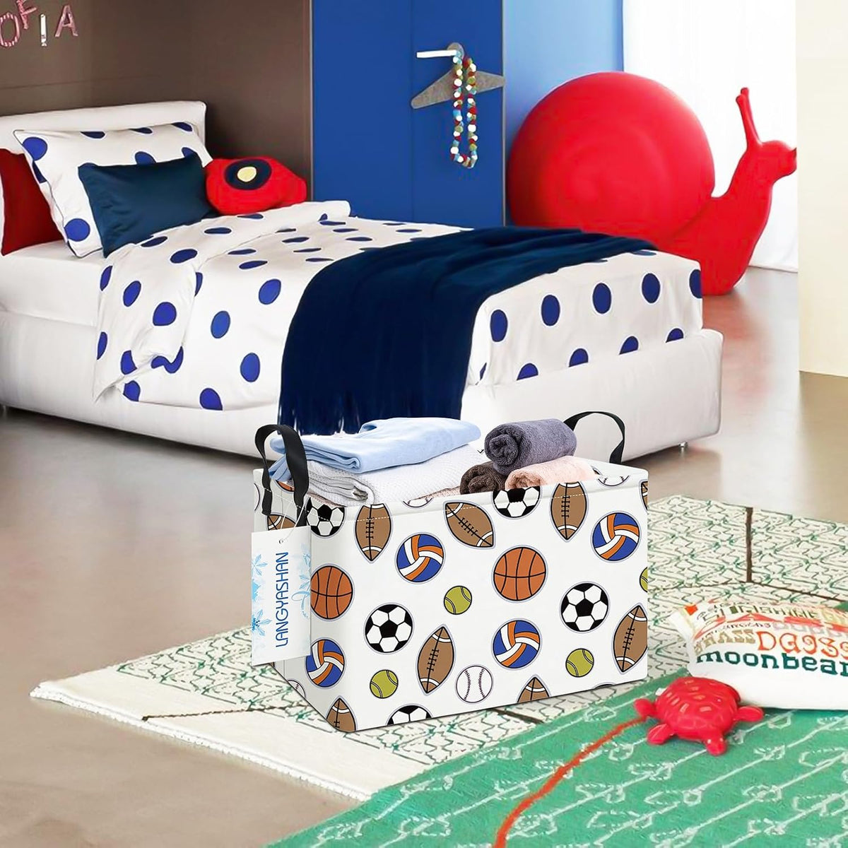 Rectangular Collapsible Boys Racecar Storage Basket Nursery Organizer - Colors A