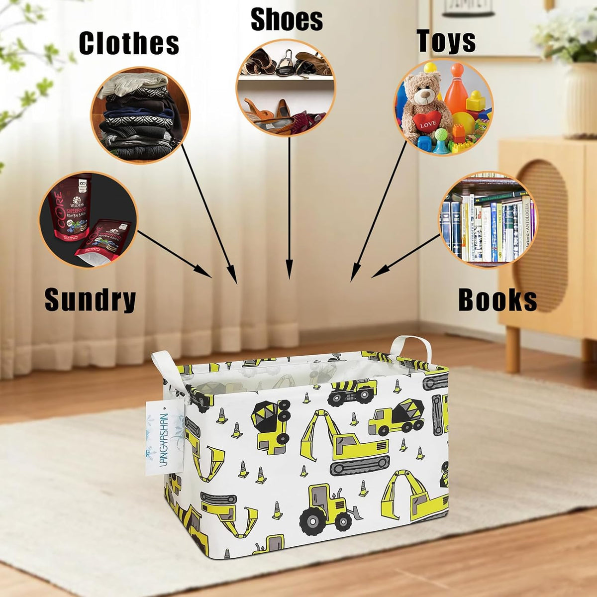 Rectangular Collapsible Boys Racecar Storage Basket Nursery Organizer - Colors A